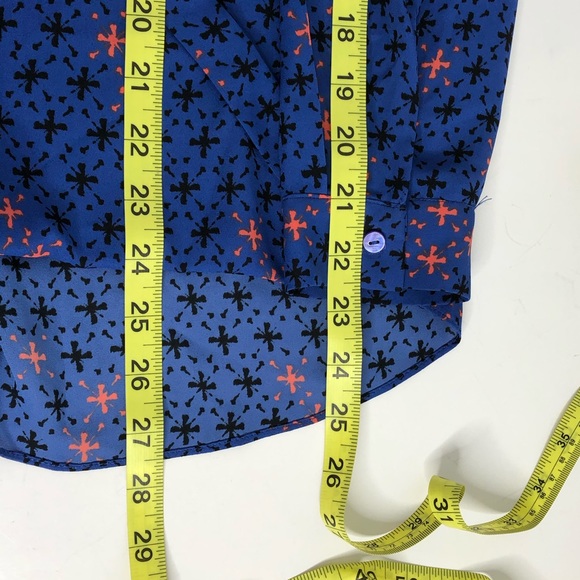 Maeve Blue Faux Wrap Pattern Blouse 0 - Picture 8 of 8